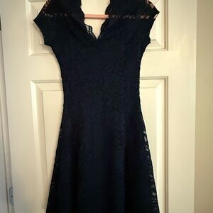 Elegant Navy Lace Dress